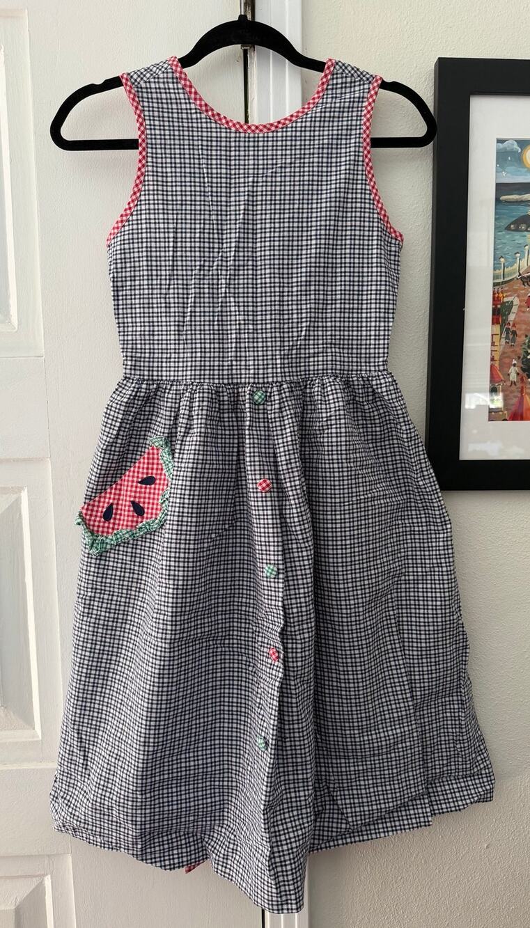 Vintage Florence Eiseman plaid watermelon dress / girls 12Y could fit womens S